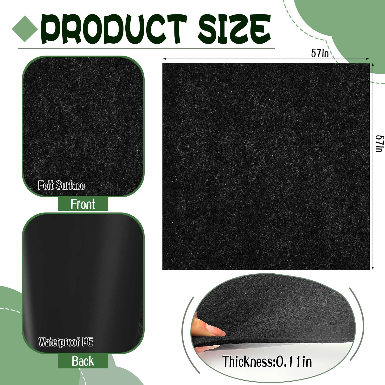 BOUTICOL Outdoor Playhouse Mat - 57'' x 57'' Portable Outdoor Playhouse Activity Rug with Non Slip Backing Outside Game House Play Mat Playhouse Pad Rug for Outdoor Home Floor