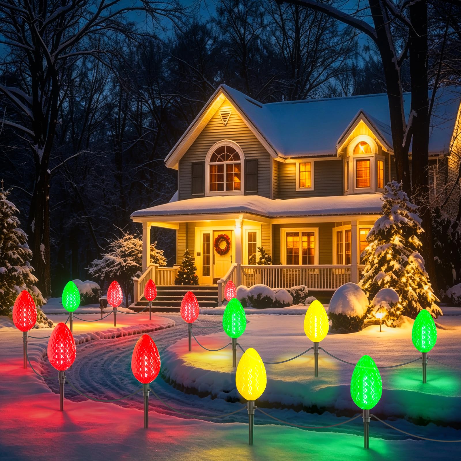 FOOMAN 15.75M Strawberry Jumbo C9 Multicolour Christmas Lawn Festoon Light