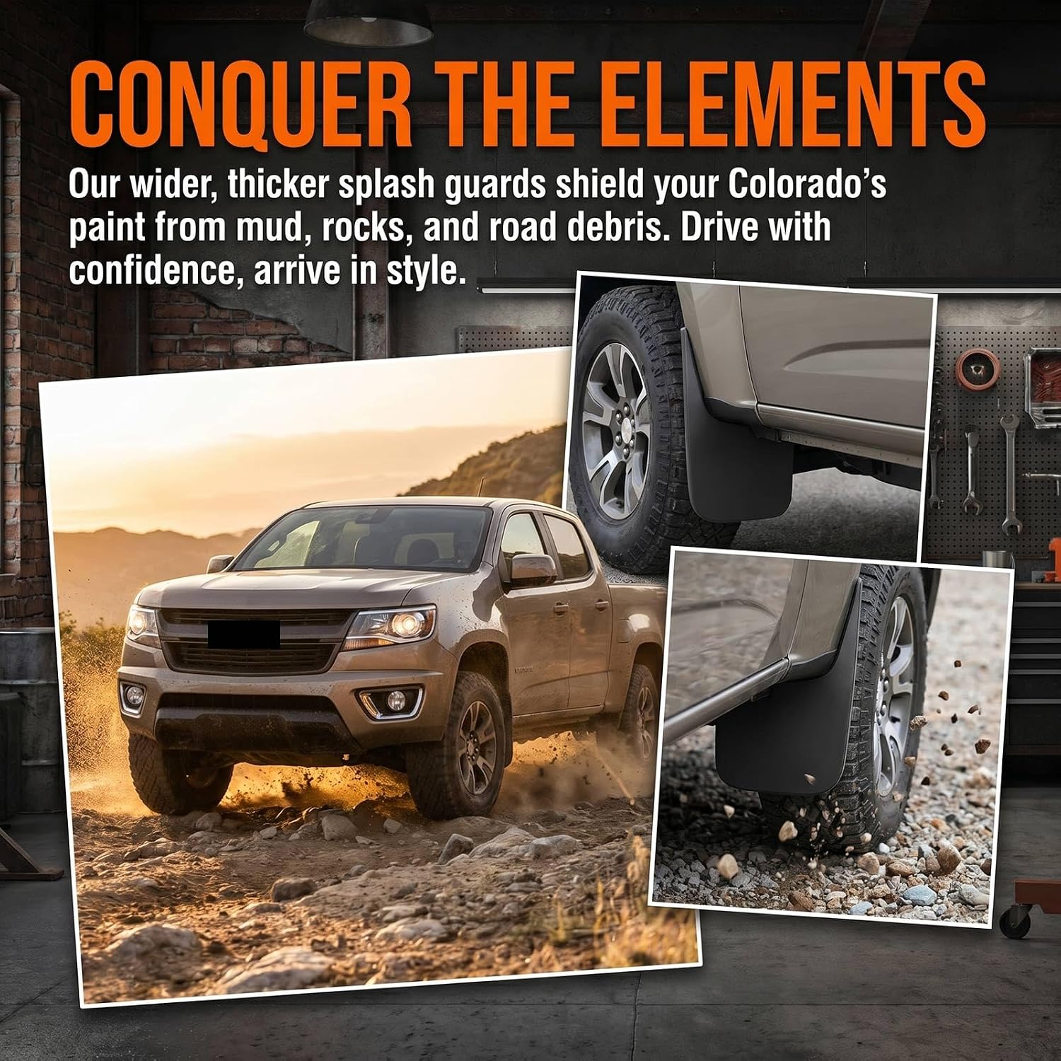 Mud Flaps for Chevy Colorado 2015-2022,No-Drill 4-Piece Splash Guards with Fender Flares, Heavy Duty OEM Fit for Trucks Without Wheel Eyebrow