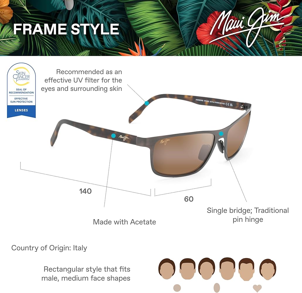Amazon.com: Maui Jim Men's Anemone Polarized Rectangular Amazon.com: Maui Jim Men's Anemone Polarized Rectangular