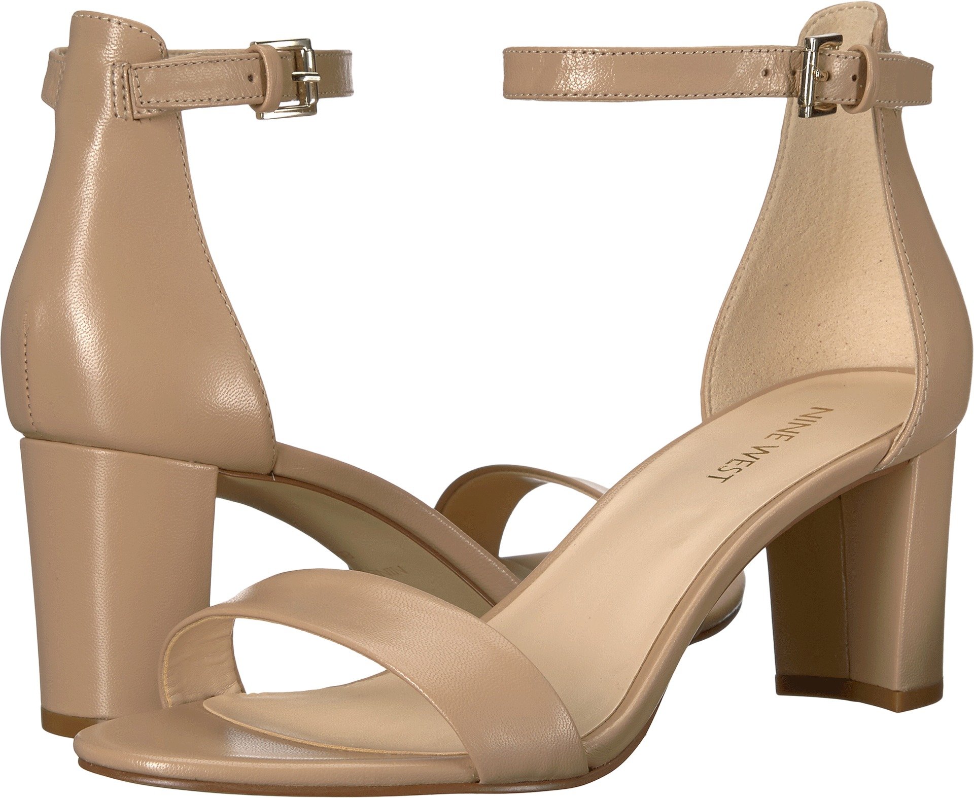 Photo 1 of Nine West Women's Pruce Heeled Sandal, Natural Leather, 8