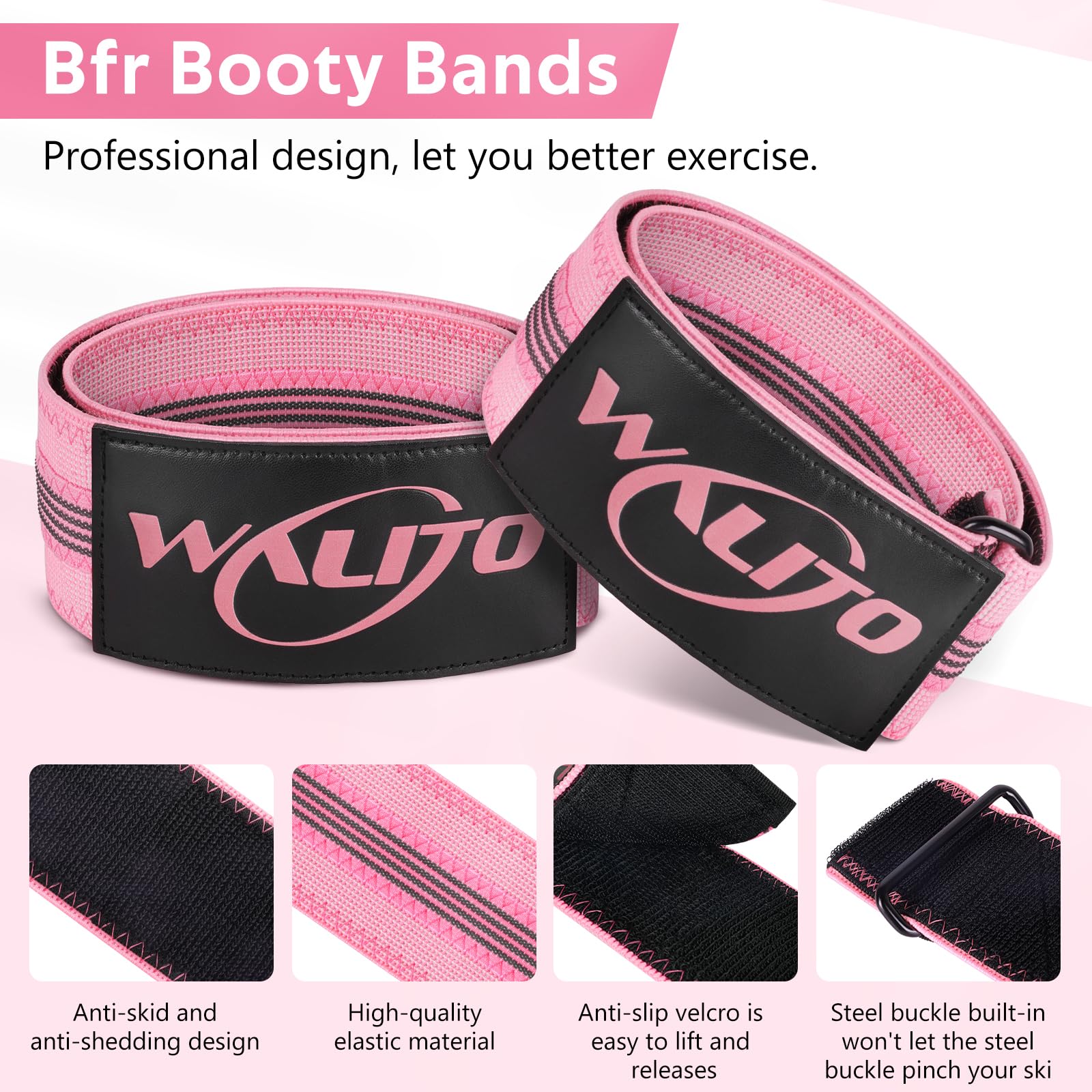 BFR - Bandas de glúteos para mujer, bandas de restricción de flujo sanguíneo con plan semanal para piernas, construcción de glúteos y cadera, bandas de oclusión para entrenamientos, las mejores bandas