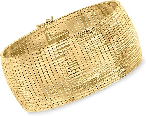 Ross-Simons Italian 18kt Gold Over Sterling Diamond-Cut and Polished Omega Bracelet