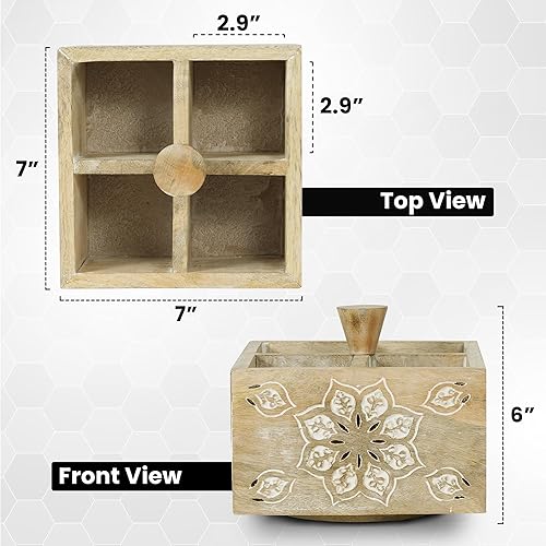 Miniatura 2 de Mela Artisans Soporte giratorio de madera para bolígrafo, Serena, Whitewash  Vasos para lápices para organización de escritorio  Decoración rústica