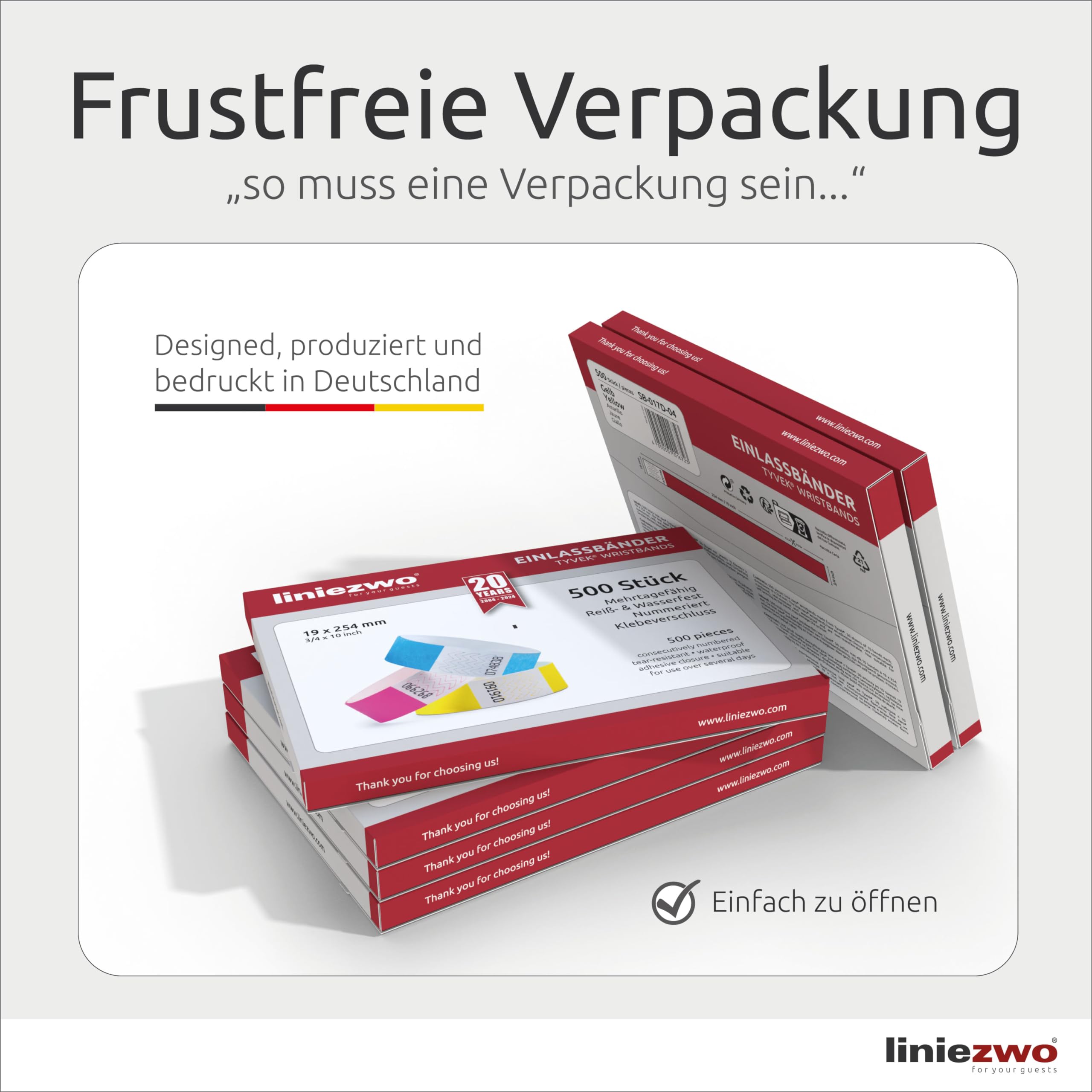 500 Stück Einlassbänder 19 x 254 mm, Silber