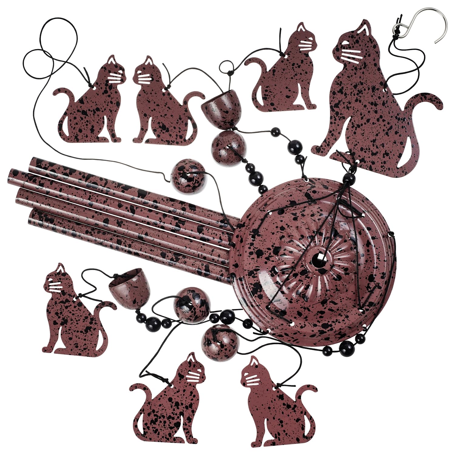 Katzen-Windspiel, für drinnen und draußen, handgefertigt, Windfänger, Musik-Windspiel, Katzenspiel, Segen-Windspiel, mobile Katzen-Windglocken, Geschenke für Mutter, Zuhause, Balkon, Baum, Festival,