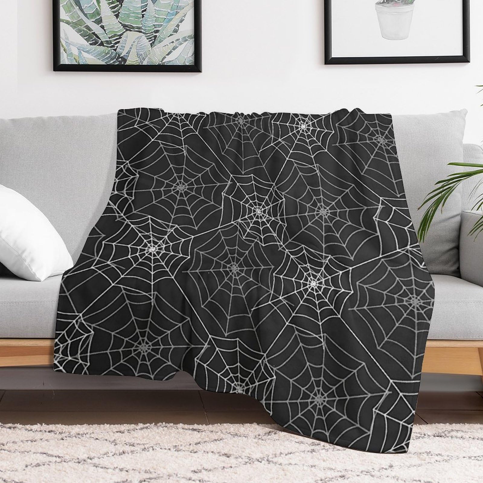 Amazon｜毛布 ブランケット 蜘蛛の巣 クモ柄 スパイダー 掛け毛布 大判