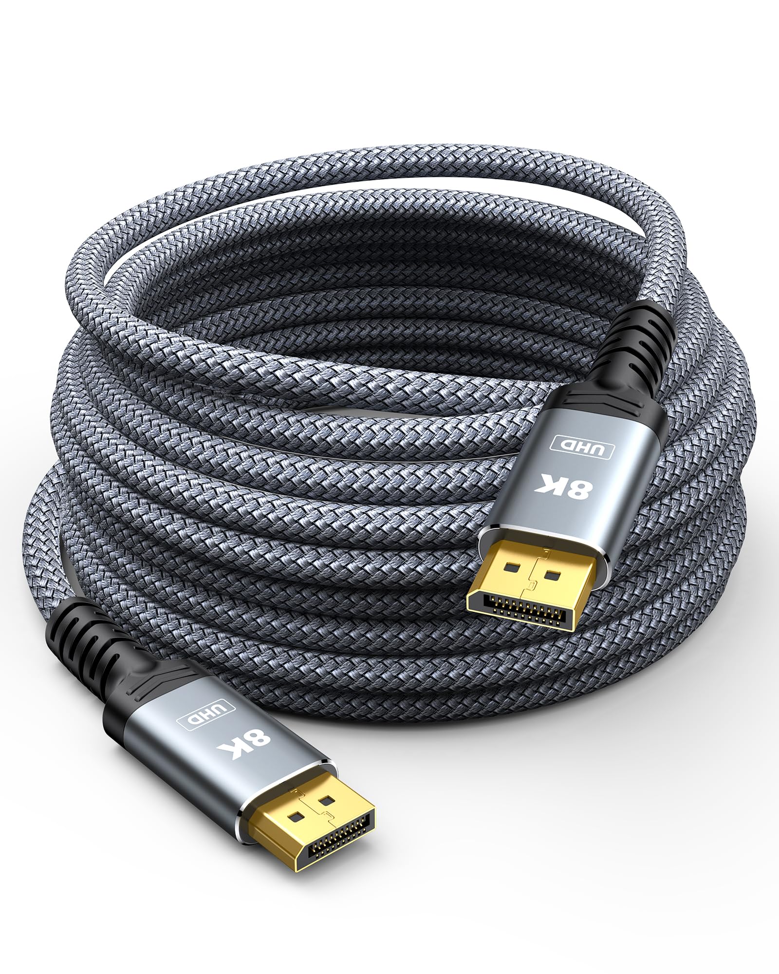 Capshi 8K 4K DisplayPort Cable 1.4, Fiber Optic 50FT DP Cord (8K@60Hz, 4K@144Hz, 2K@240Hz/165Hz), 32.4Gbps High Speed Display Port Cable for Gaming
