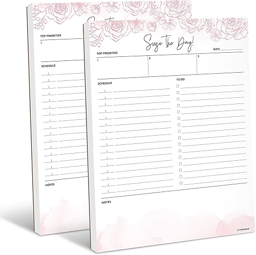 Agenda diaria, 2 unidades, 50 hojas arrancables, 8.5 x 11 pulgadas, cuaderno de lista de tareas con agenda por hora