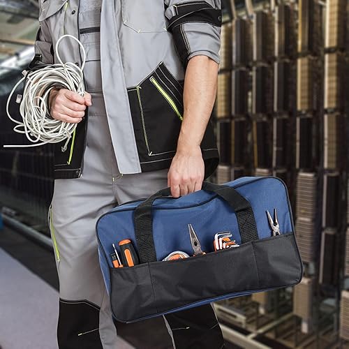 Miniatura 6 de Clysee Paquete de 4 bolsas de herramientas de 18 y 14 pulgadas con cremallera y bolsillos exteriores de boca ancha, bolsa de almacenamiento de