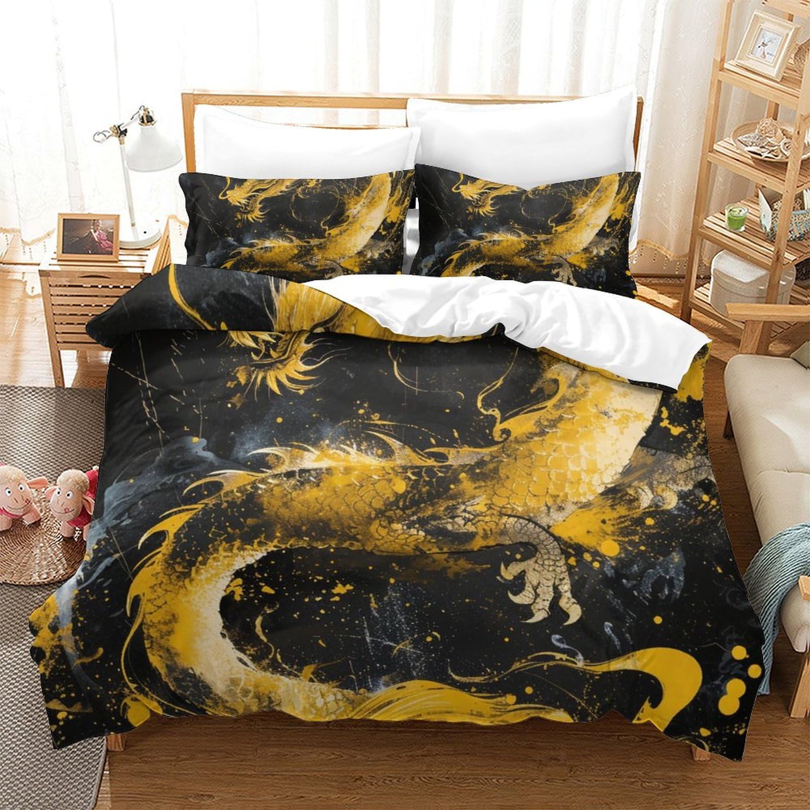 Ensemble de literie dragon 3 pièces respirant pour une chambre fantastique