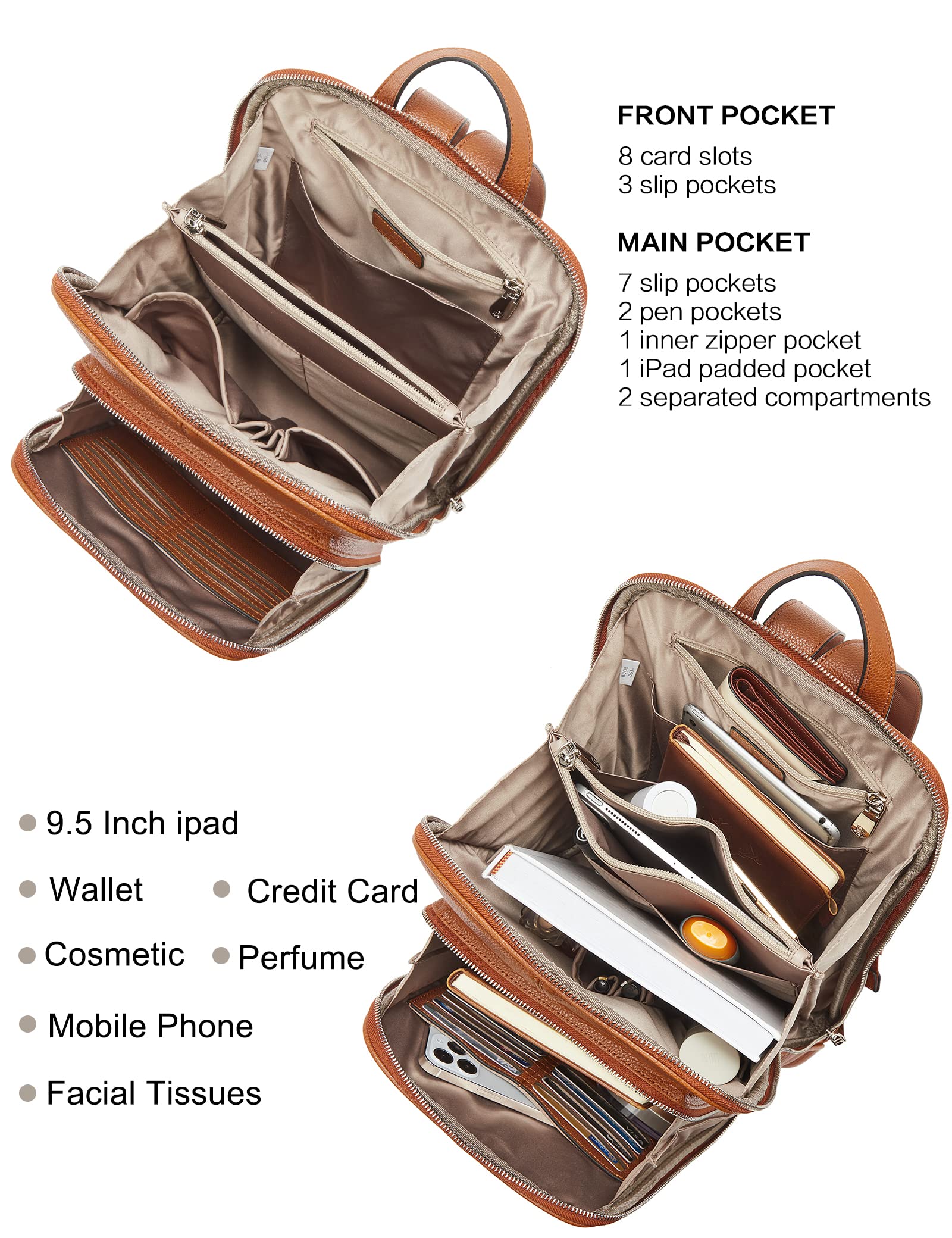 BOSTANTEN Leder Rucksack Damen Schulrucksack Reiserucksack Tagesrucksack Casual Backpack Daypacks