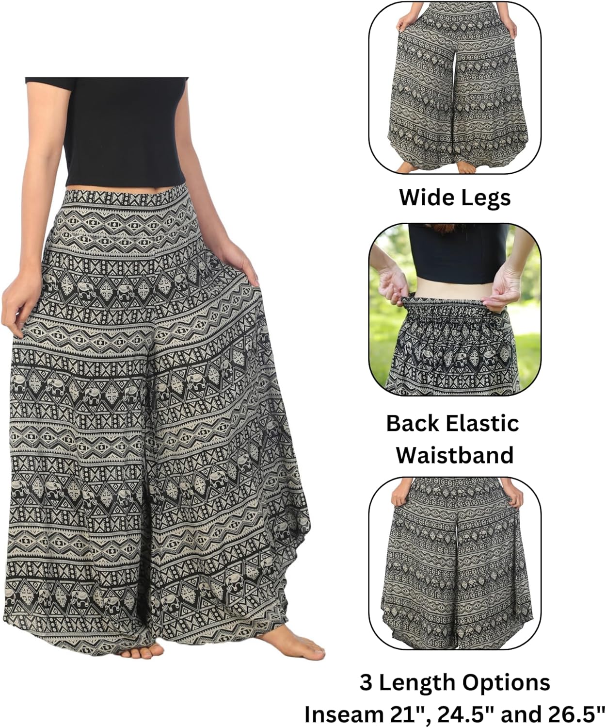 Lannaclothesdesign Palazzo Pants for Women Wide Leg Boho Harem Yoga Pants S M L XL Sizes - Image 4
