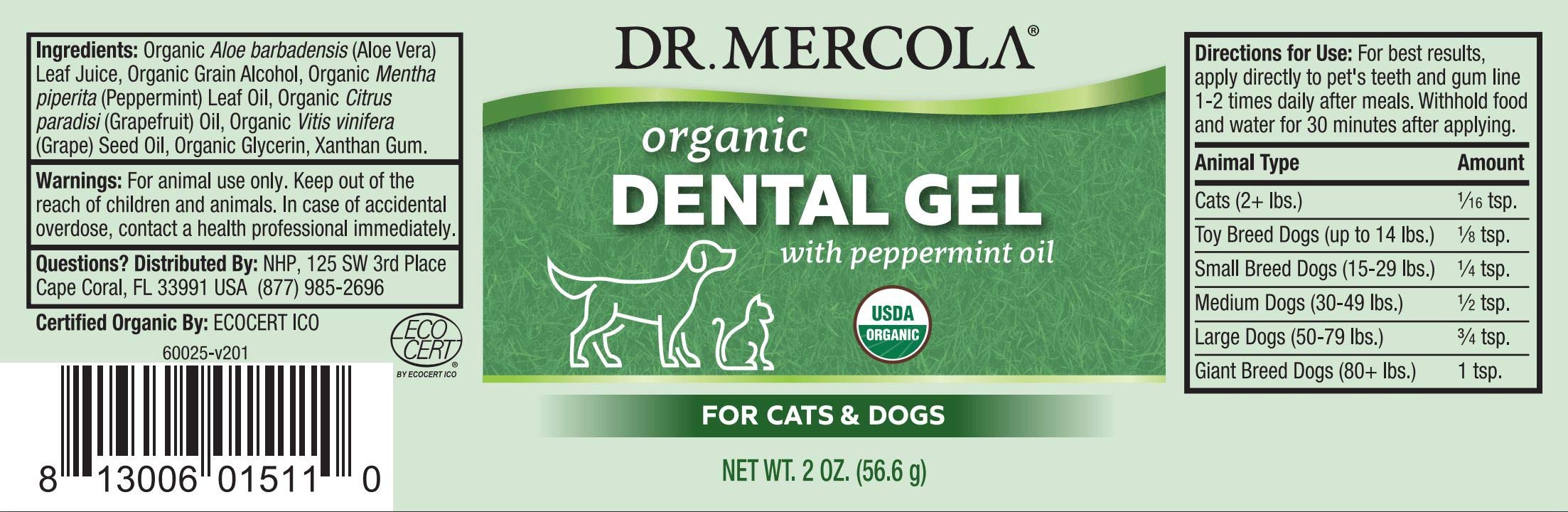 Dr. Mercola Healthy Pets Dental Gel Peppermint 113.4 grams