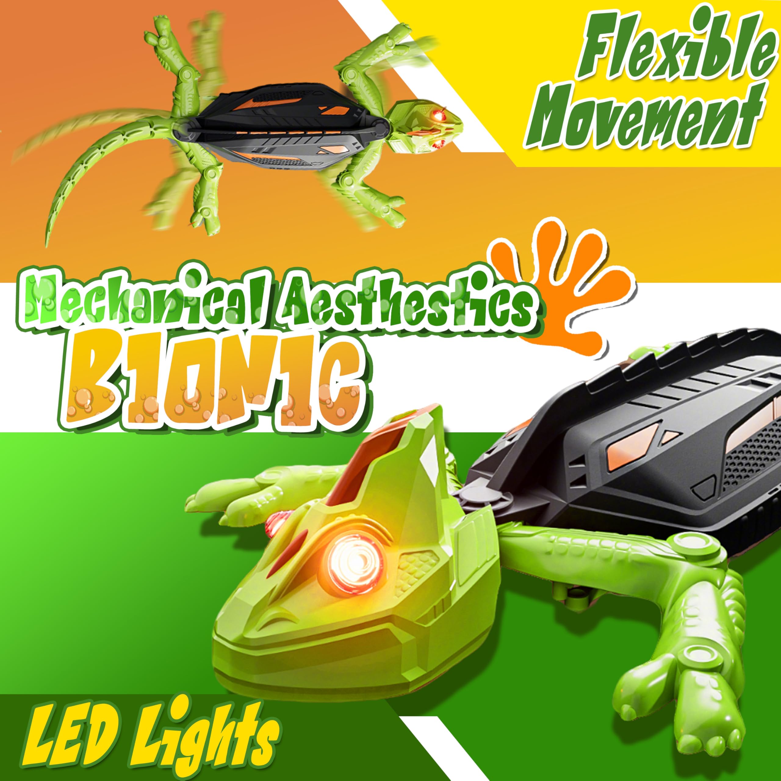 Recargable Camaleón Teledirigido, Gecko Teledirigido con Ojos LED, Lagarto Robot Juguetes, Regalos de Cumpleaños para Niños Niñas 3 4 5 6 7 8+ Años [Versión Mejorada]