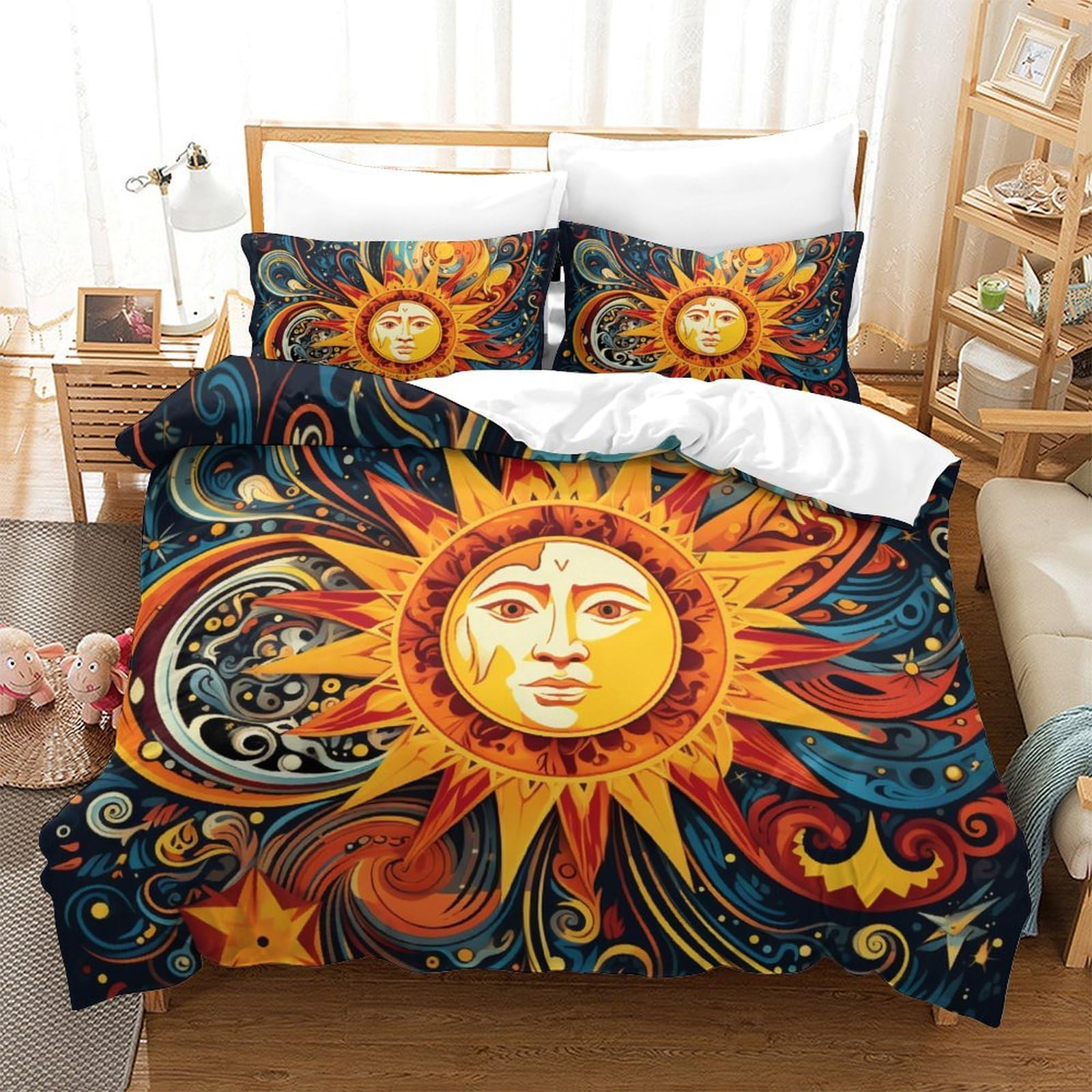 Housse de couette 260x220 respirante et parure de lit mandala 3D douce en microfibre anti-plis