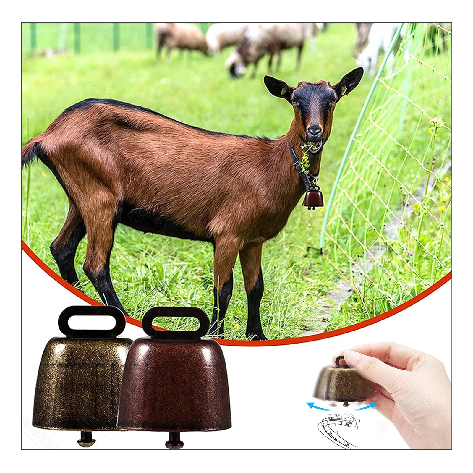 6 Cloches à Vache Rétro Bronze - Pour Animaux Ou Déco Campagne, 35mm