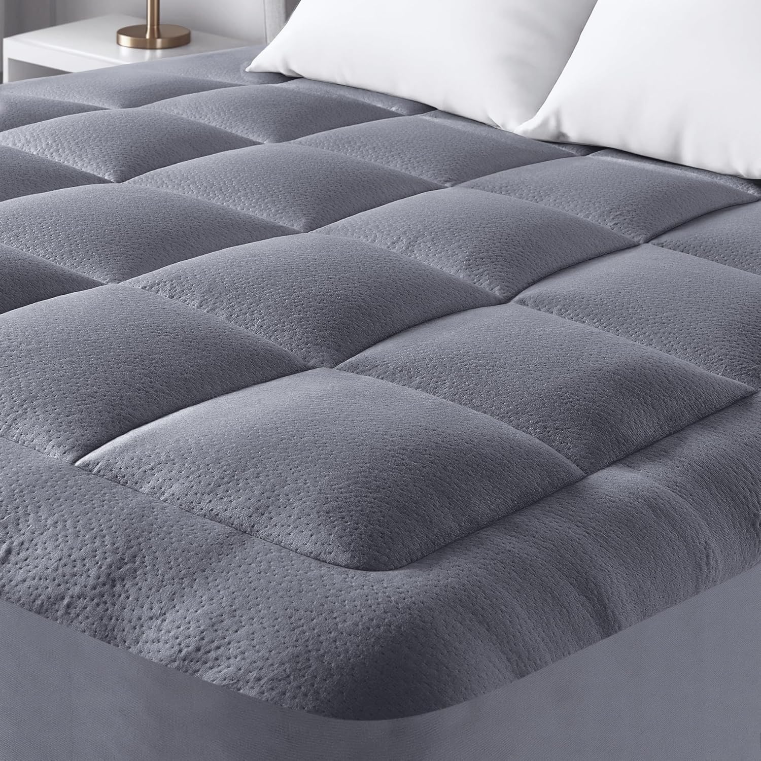 Niagara Sleep Solution Grey Niagara Bamboo Mattress Topper Kingsize Bed - 2.5 Cm Thick Breathable Pillow Top Mattress Pad For Back Pain Relief - Pocket Topper Fits 20-50 Cm Mattress (Dark 150X200 Cm)