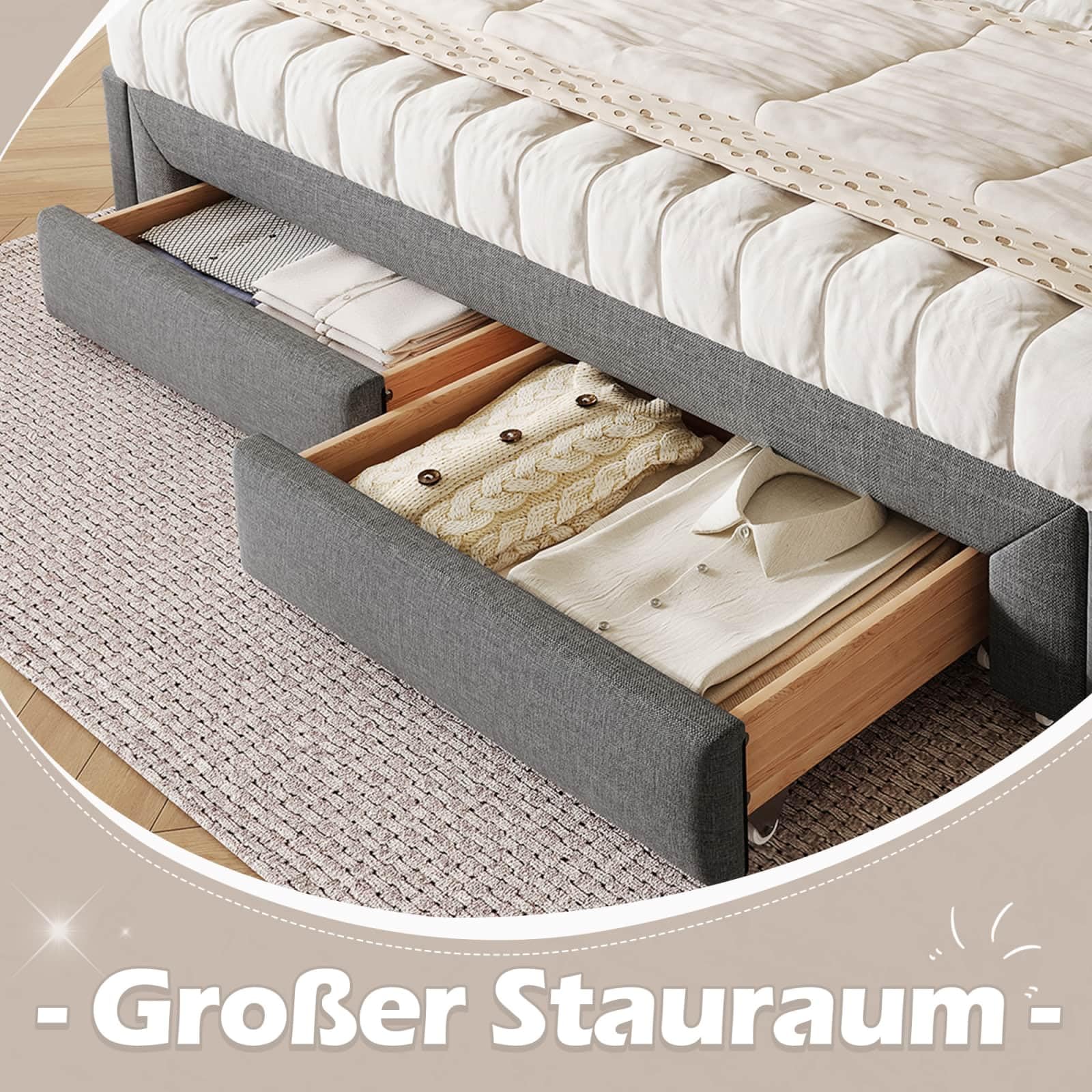 PUGSDRLY Canapé Lit Convertible 90/180x200cm avec 2 Tiroirs,canapé lit 2 Places Convertible Multifonctionnel,capitonné,sommier à Lattes,Tissu Velours,sans Matelas (Gris-B)