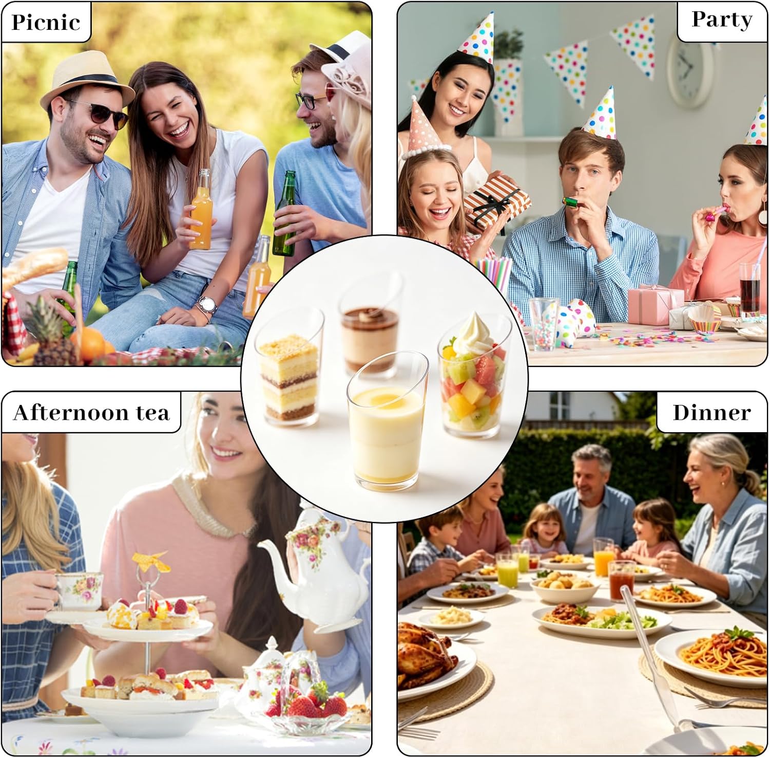 200 PCS 3OZ Clear Dessert Cups with Spoons