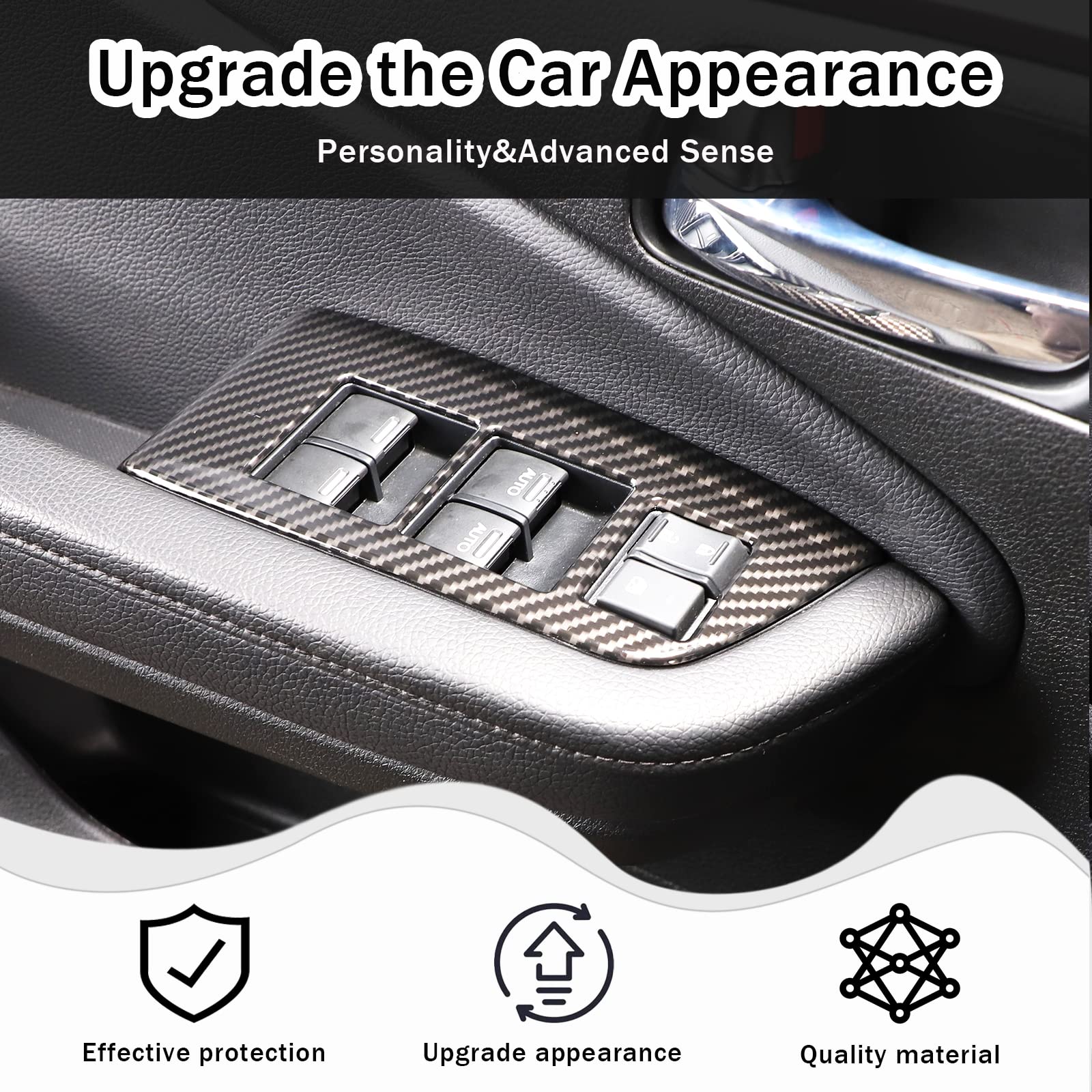 4PCS Window Lift Switch Panel Frame Cover Trim for Honda Pilot 2016-2022 Passport 2019-2023 ABS Material Car Door — view 2