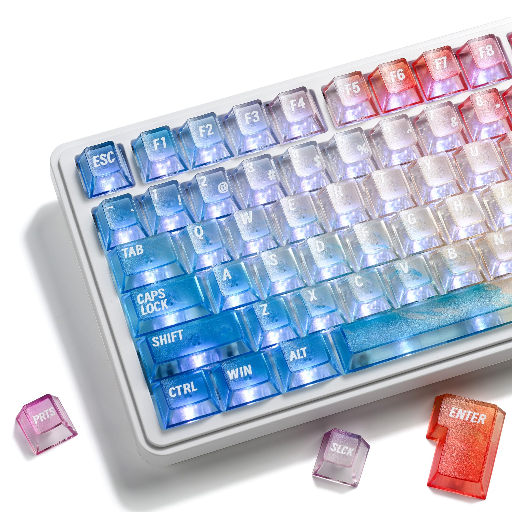 119 Keys Colorful Clear Transparent Keycaps Fits 60/75/100 Percent