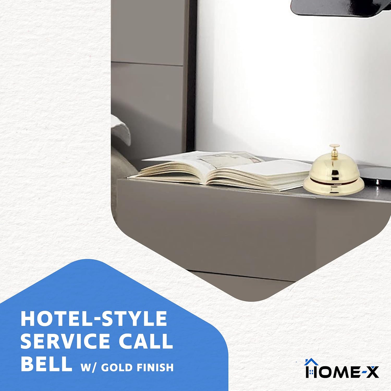 HOME-X Hotel-Style Call Bell, Service Bell for Reception Desks, Classroom Tables, Restaurant Counters, and Homes, Gold Bell for Offices : Office Products