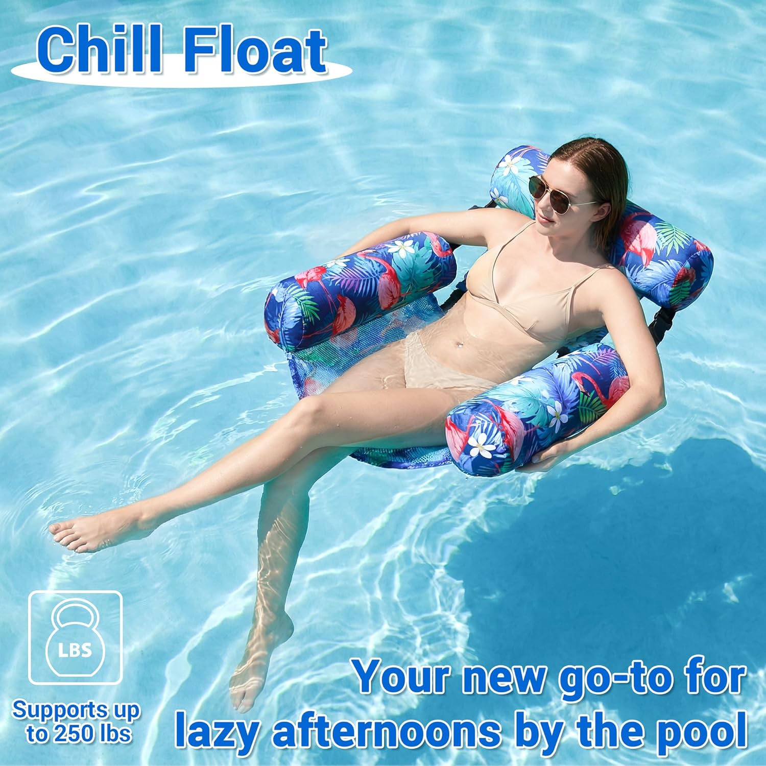 FindUWill Inflatable Pool Floats Adult, 2 Pack Pool Float Chair Heavy Duty Floating Lounge Chairs, Pool Floaties for Summer Party, Blow up Rafts for Pool Beach Lake