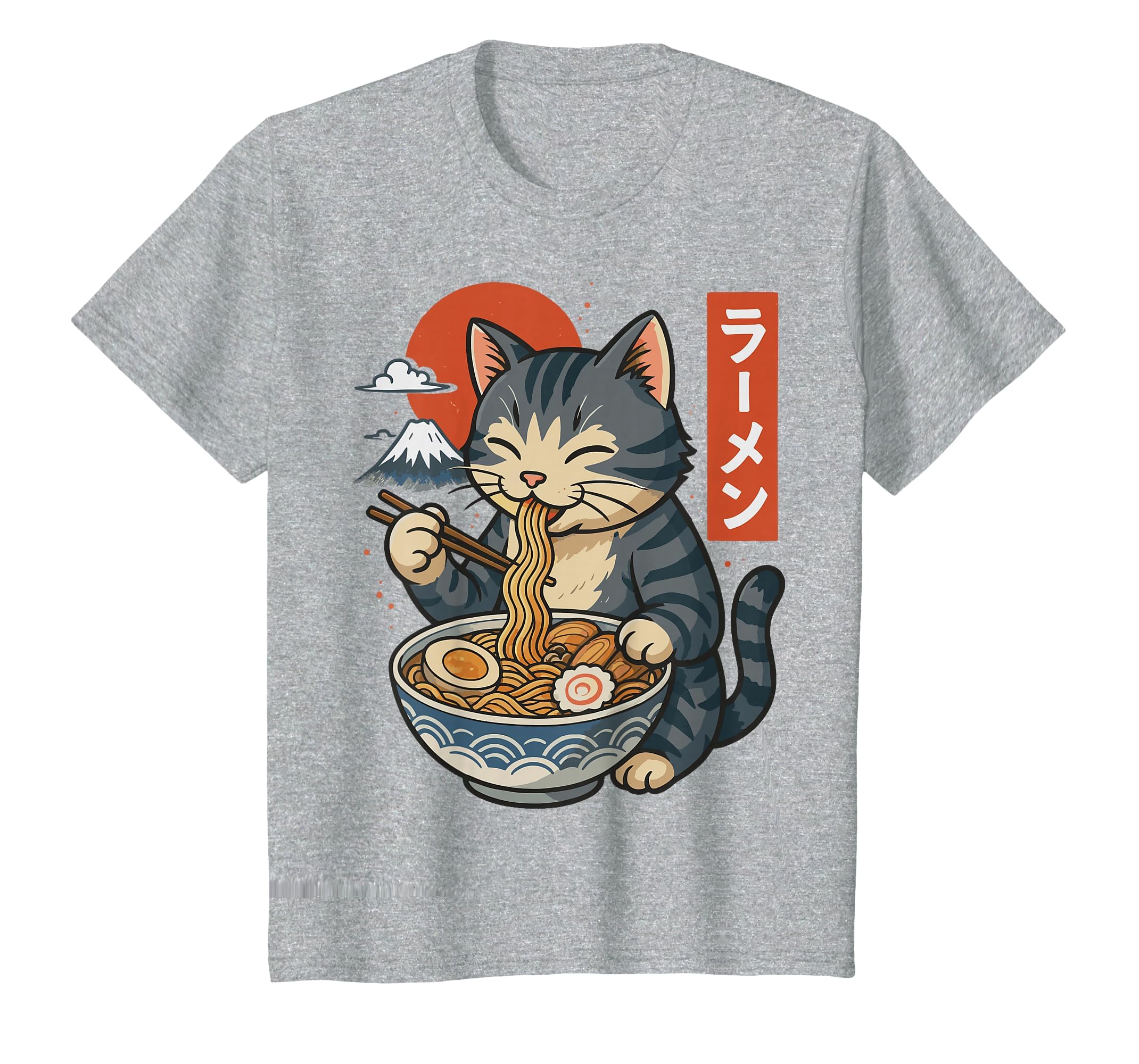 Anime Cat Eating Ramen Retro Kawaii Ramen Cat T-Shirt