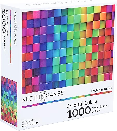 Miniatura 4 de Neith Games - Colorful Cubes - Rompecabezas abstracto de 1000 piezas de arcoíris