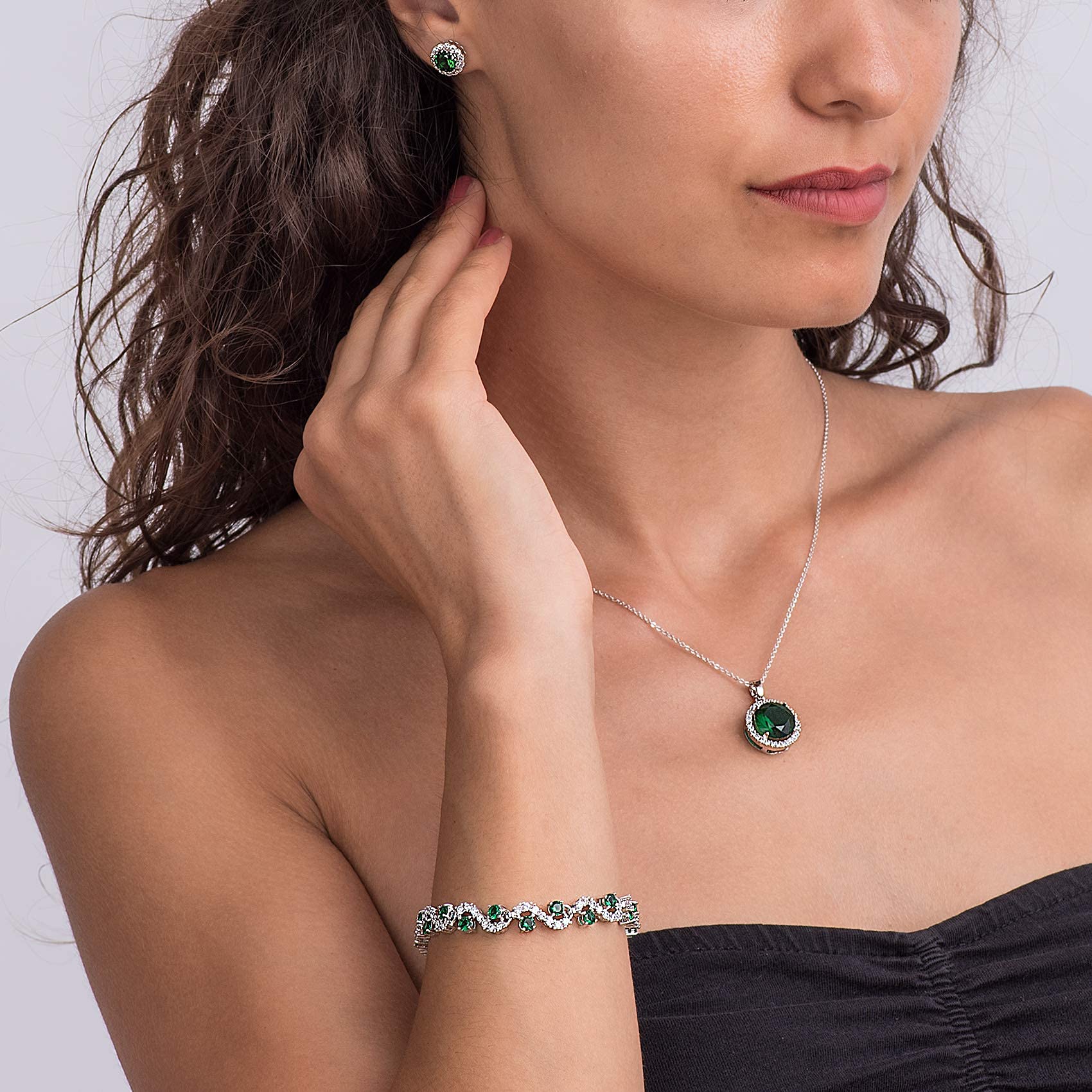 Crystalline Azuria Schmuck-Set für Damen Hochzeit Schmuck-Set mit Halskette und Ohrringe für Braut Zirkonia Kristalle Brautjungfer Kostüm Schmuck
