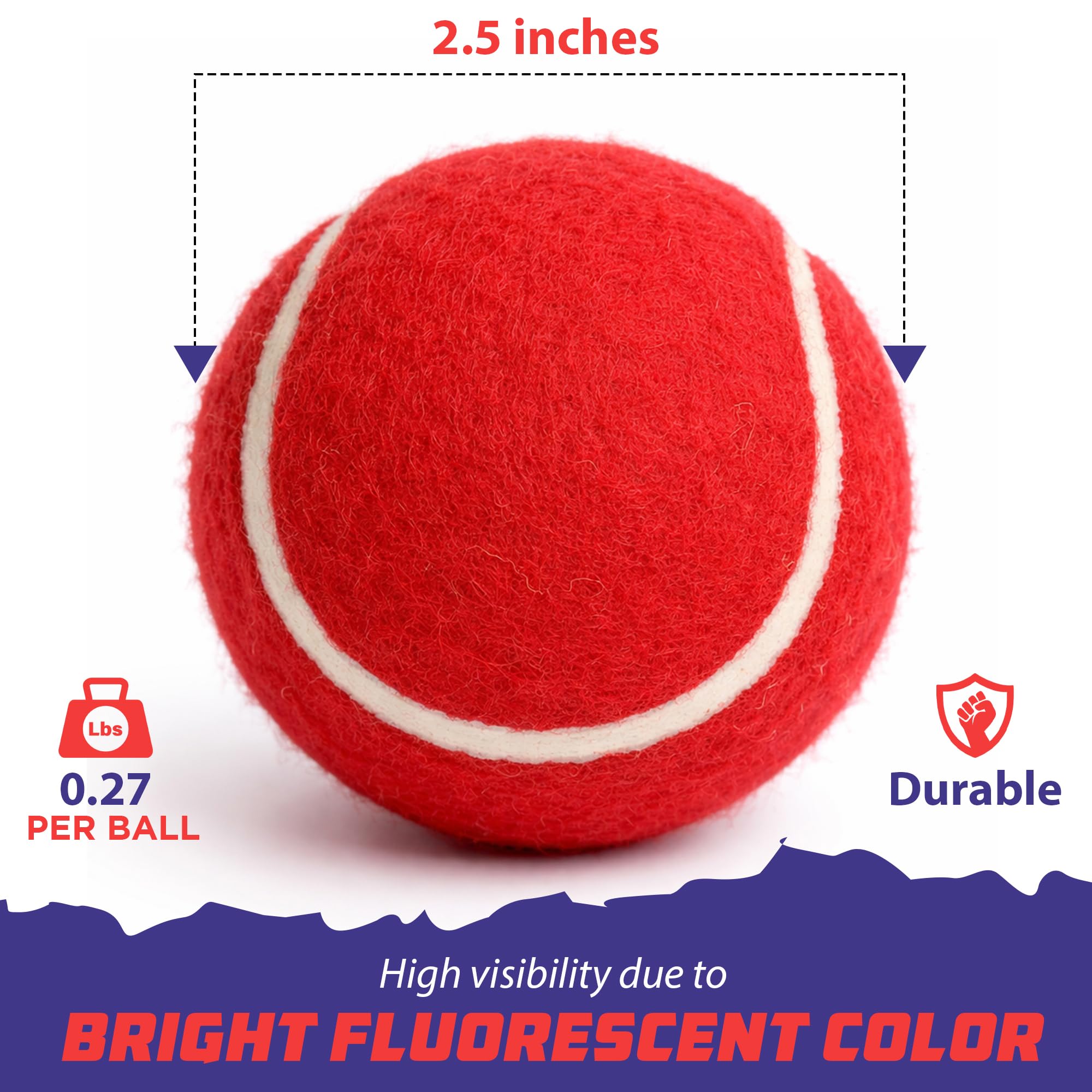 LIVEVIE Professionelle Cricket-Tennisbälle – gut sichtbare Trainingsbälle in fluoreszierendem Grün und klassischem Matchrot – strapazierfähige Gummi- und Wollfaser – Standard 6,3 cm – 6 & 12 Stück