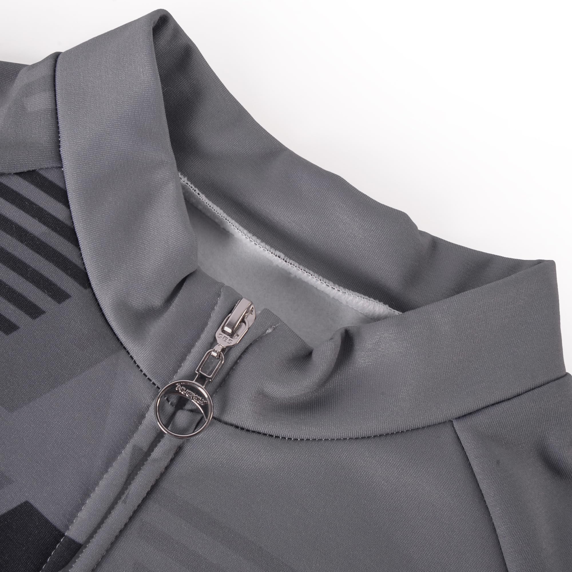 NUCKILY Thermo-Radtrikot für Herren, langärmelig, mit Fleece gefüttert, Fahrradjacke mit Taschen für den Winter und kaltes Wetter, Fahrradbekleidung, MI0042, Hellgrau, Größe L