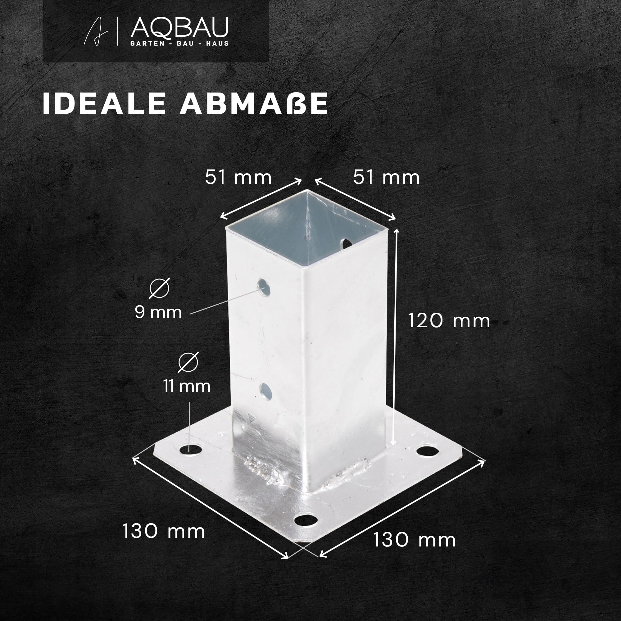 Supporto per palo da avvitare 50 x 50 mm, staffa zincata a caldo per recinzione pergolato