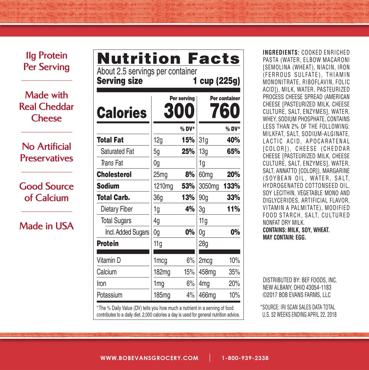 Bob Evans, Macarrones y queso, 20 oz Yaxa Colombia