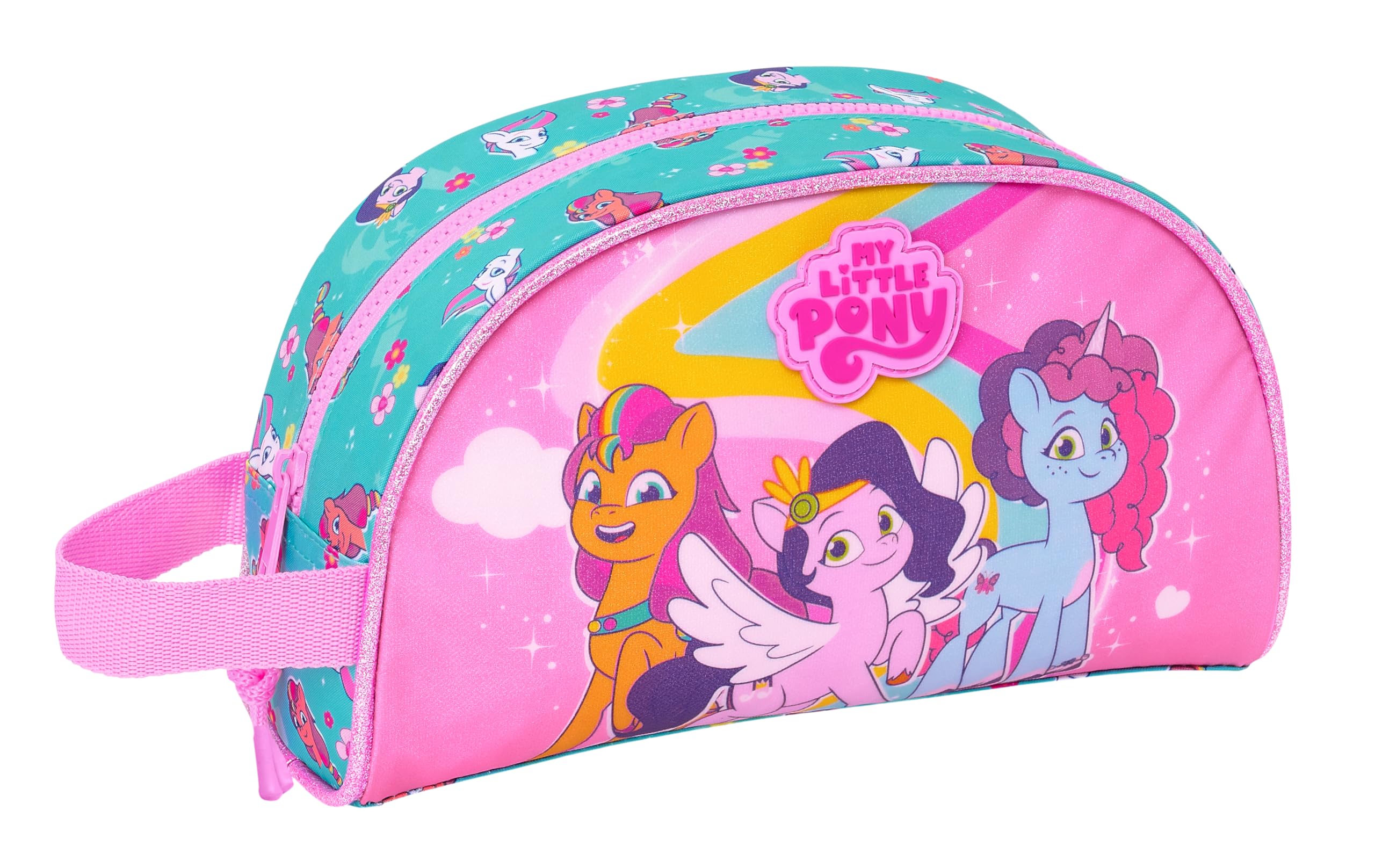 Safta MY Little Pony Magic - Neceser Grande Niño, Neceser Infantil, Adaptable a Carro, Ideal para Niños de 5 a 14 Años, Cómodo y Versátil, Calidad y Resistencia, 26x16x9 cm, Color Rosa/Turquesa