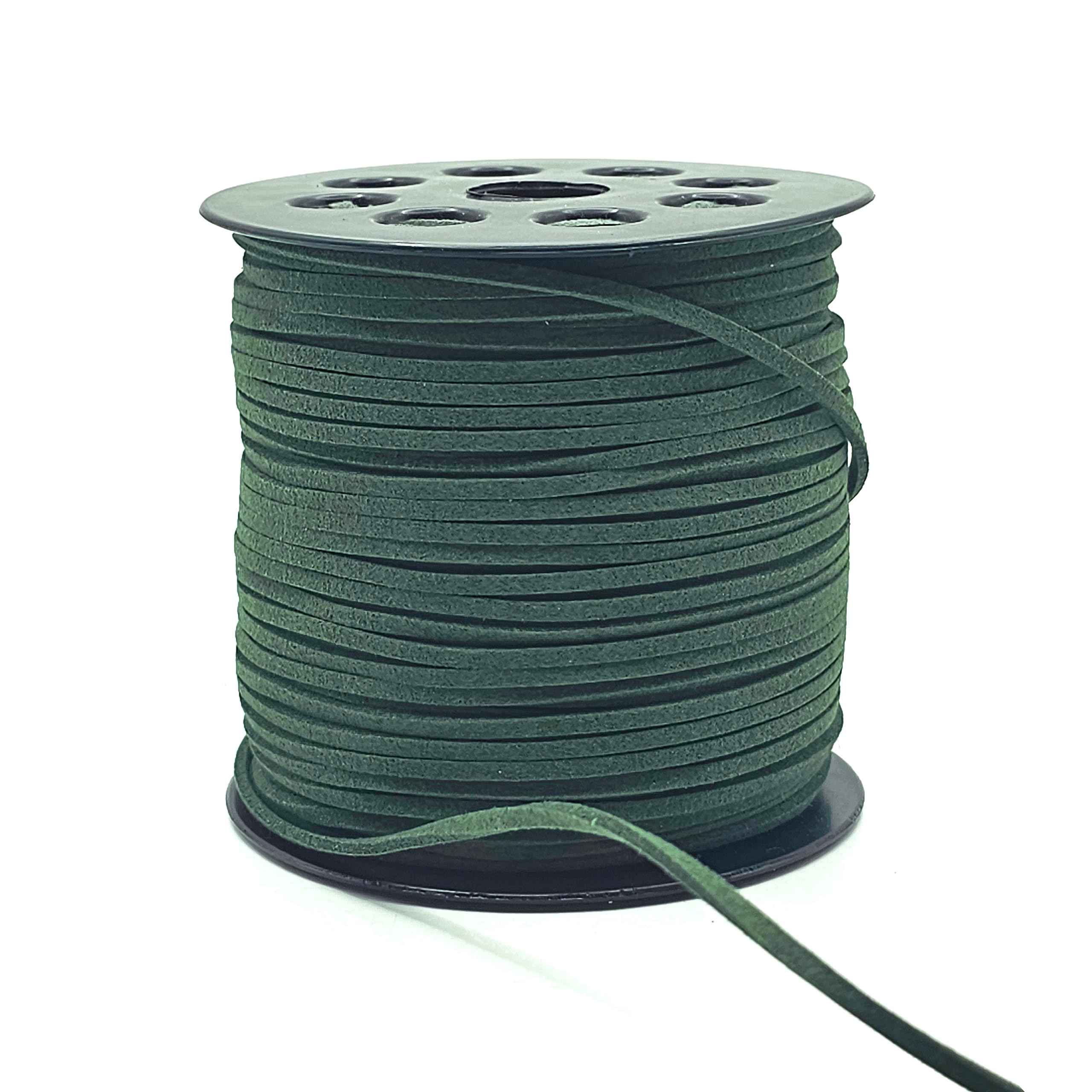 GenericSuede Cord 100Yards Flat Vegan Leather Cord 2.5mm for DIY Crafts Jewelry Making Beading Leather String (Dark Green)