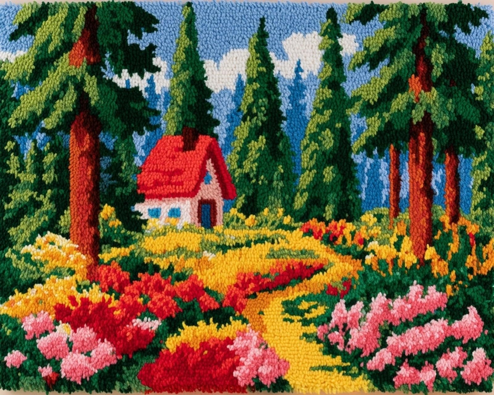 Wallphantom Flower Cottage Latch Hook Rug Kits,