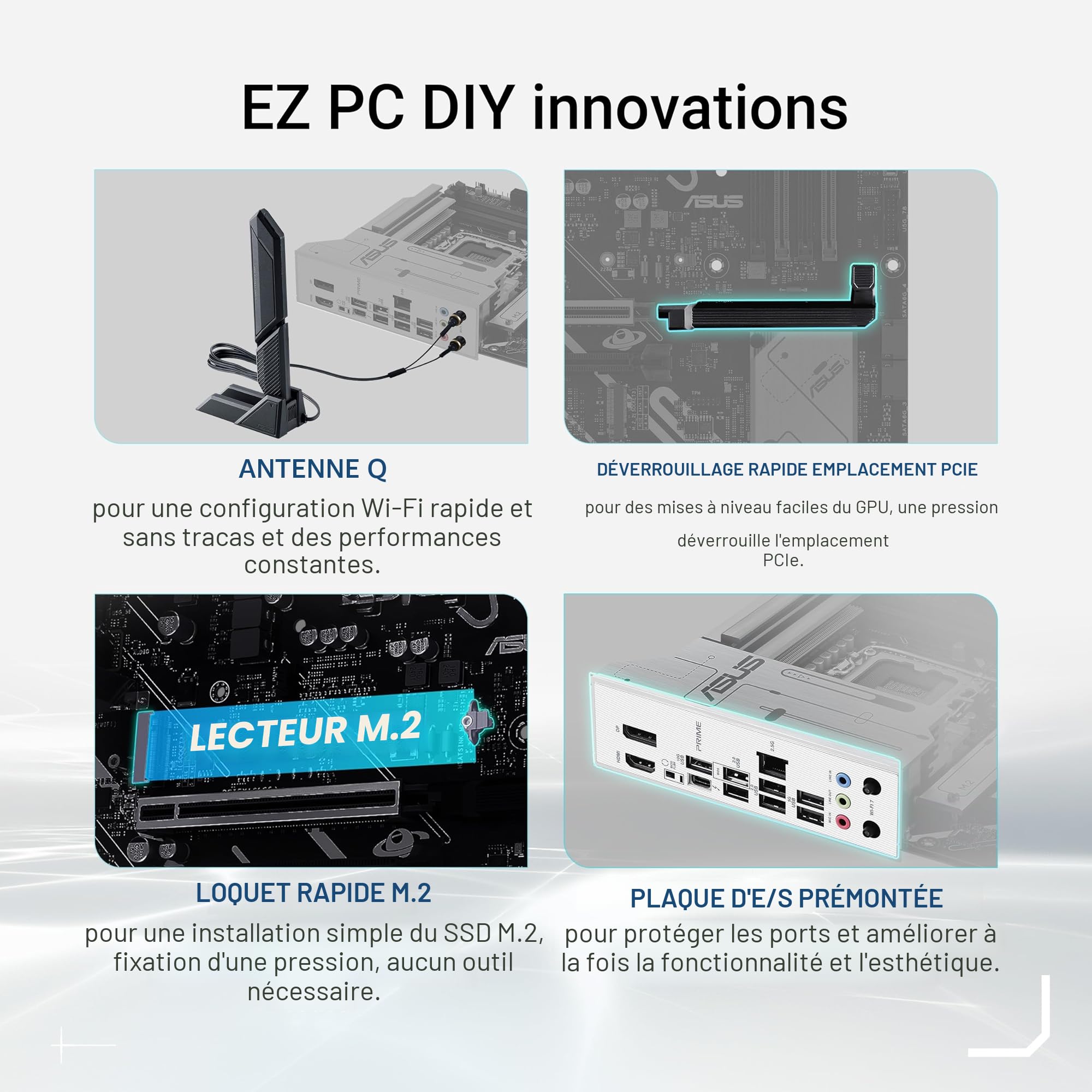 ASUS Prime Z890-P WiFi – Carte mère Gaming Intel ATX (DDR5, 14+1+2+1 80A DrMOS, PCIe 5.0, Thunderbolt 4 USB Type-C, Wi-FI 7, Q-Antenna, Aura Sync RGB)