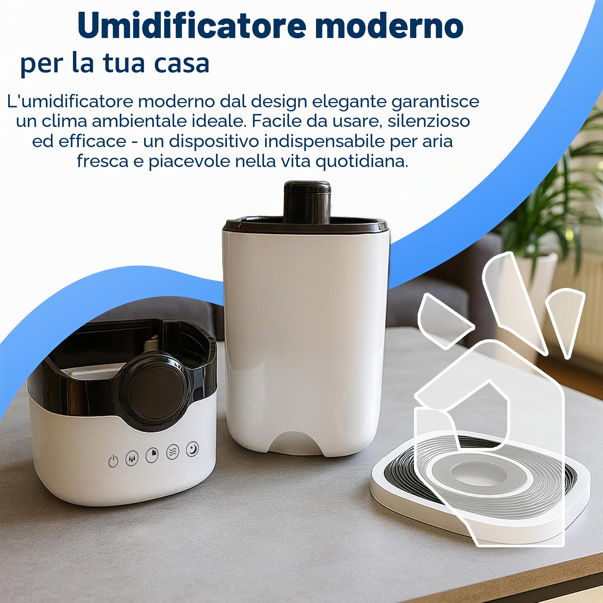 Retoo Umidificatore ad ultrasuoni contro aria di riscaldamento asciutta 4L, umidificatore con telecomando per camera da letto, cameretta dei bambini e piante,umidificatore ad aria,diffusore di aromi