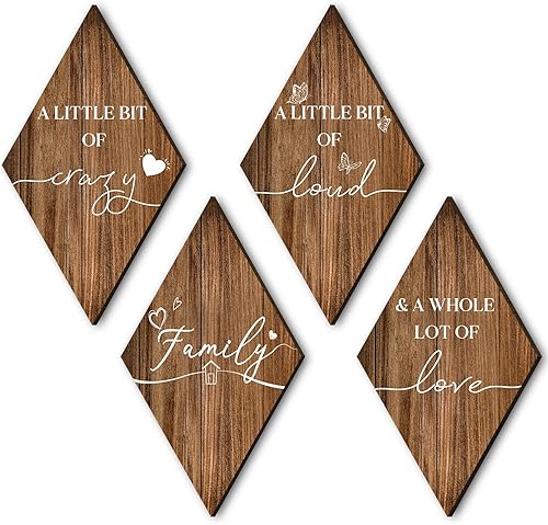 Set de 4 letreros familiares de Established with Love', arte de pared de madera para sala de estarentrada, decoración de reliquia de granja con