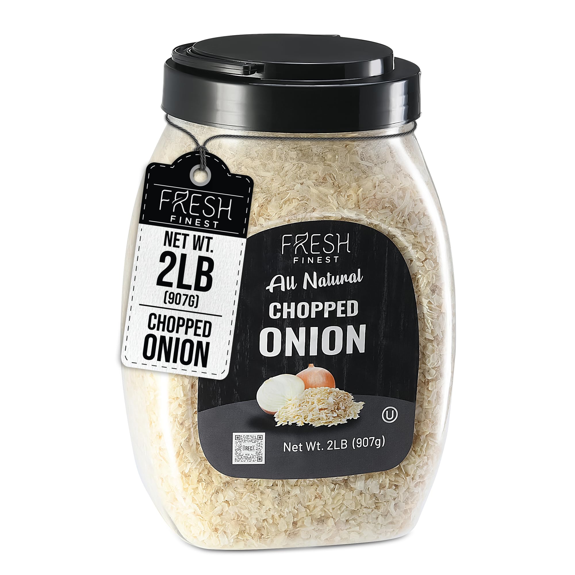Fresh Finest Bulk Spices Commercial and Home Cooking, Dehydrated Chopped Onions 2 LB, Kosher Certified Dried Onion Flakes Best for Soups, Sauces, Meatballs and Vegetables, 2 LB (Container)