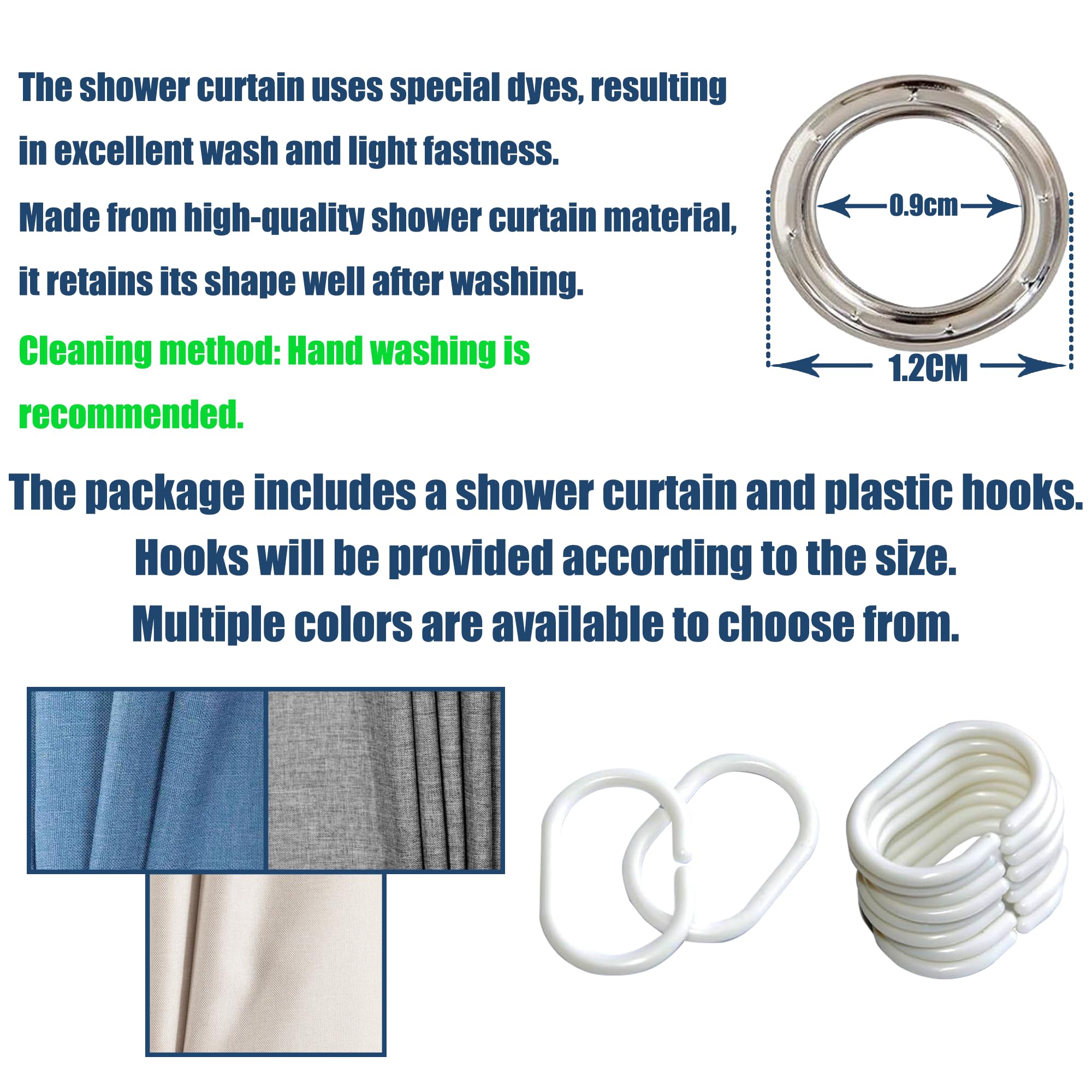 Tenda Doccia 160 x 270 cm in Tessuto Antimuffa Impermeabile Tende da Doccia per Bagno Lavabile e Resistente, Elegante Design per e Vasca, bianco