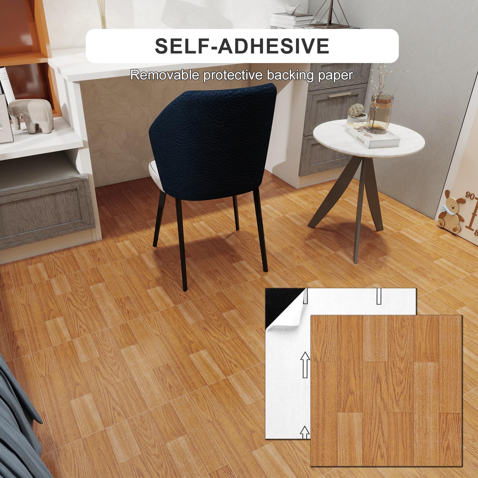 Piastrelle autoadesive per pavimenti in vinile, 30,5 x 30,5 cm, effetto assi fai da te, per cucina, bagno, camera da letto, soggiorno, 30 piastrelle in legno di quercia chiaro