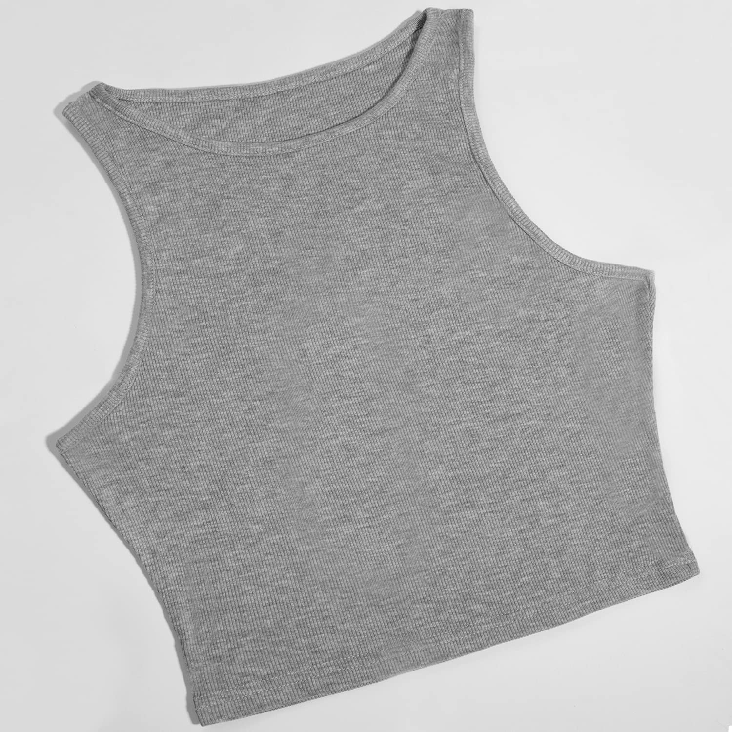 Workout Crop Tank Tops for Women, White Basic Cutoff Top for Girls