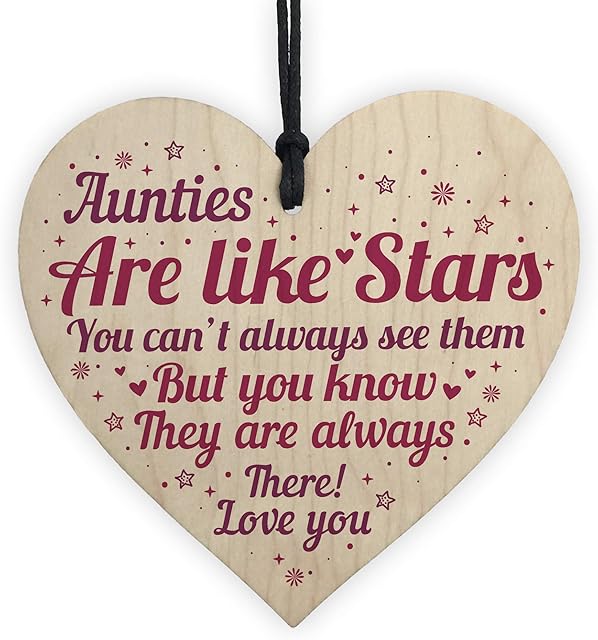 RED OCEAN Sister Auntie Aunt Aunty Wooden Heart Plaque Sign Birthday Thank You Keepsake Gift