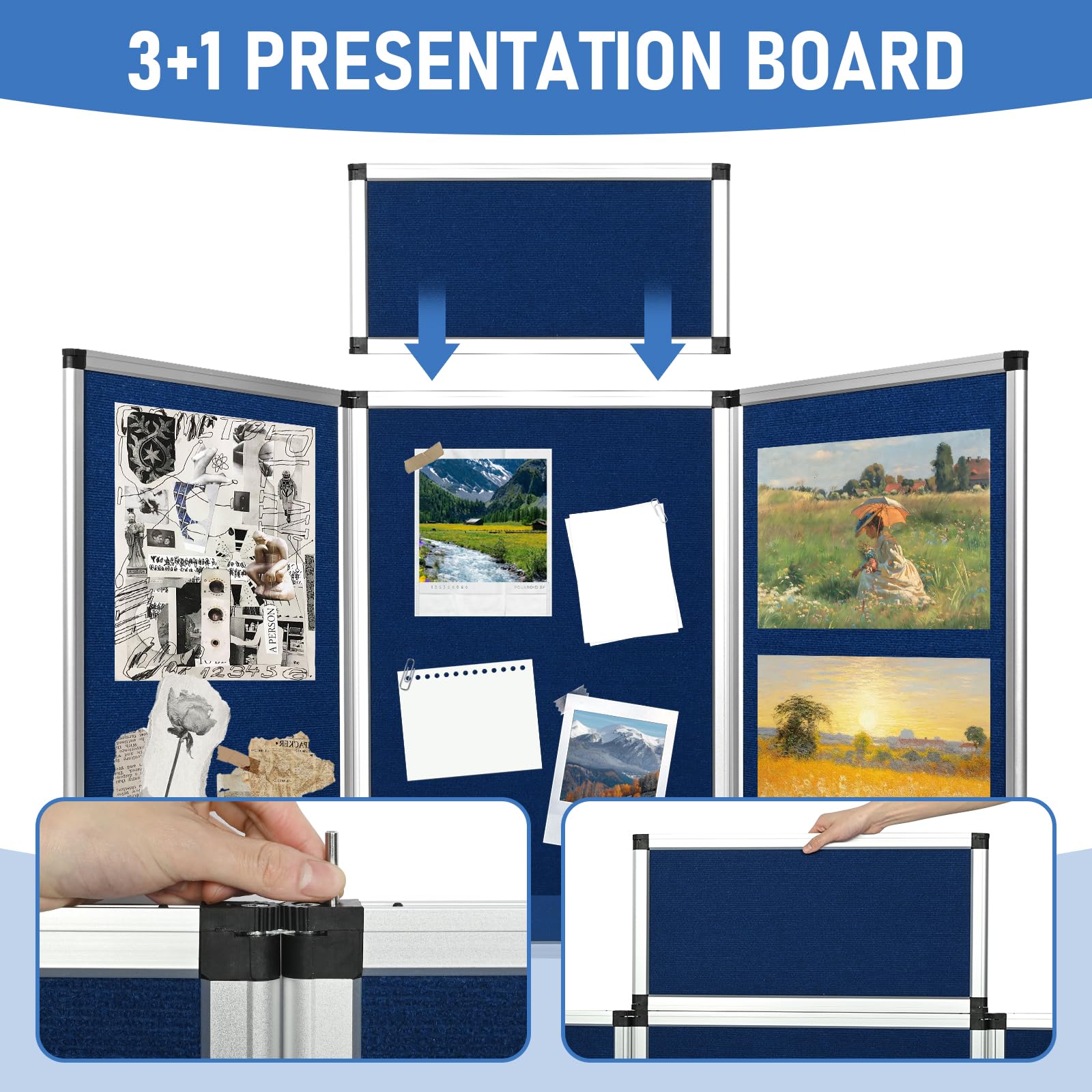 3 Panel Tri Fold Presentation Board Black Trifold Poster Board ISXACFF 3 1 Panel Trade Show Presentation Board 70.8" X 35.4" Folding Panel Table Top Display Tri Fold Display Board Black Single