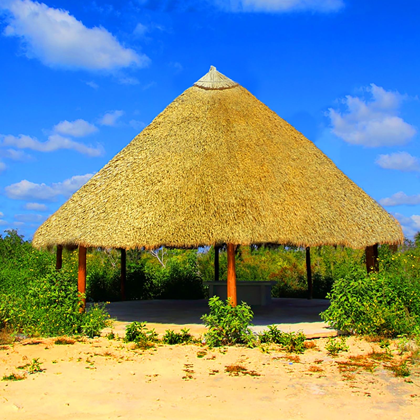 Rolka słomy dachowej ze strzechą, sztuczna palma strzecha, syntetyczna roleta na trawę, strzecha, do ogrodu, na patio, pokrowiec na parasol, ogrodzenie, plażę, 1 x 4 m