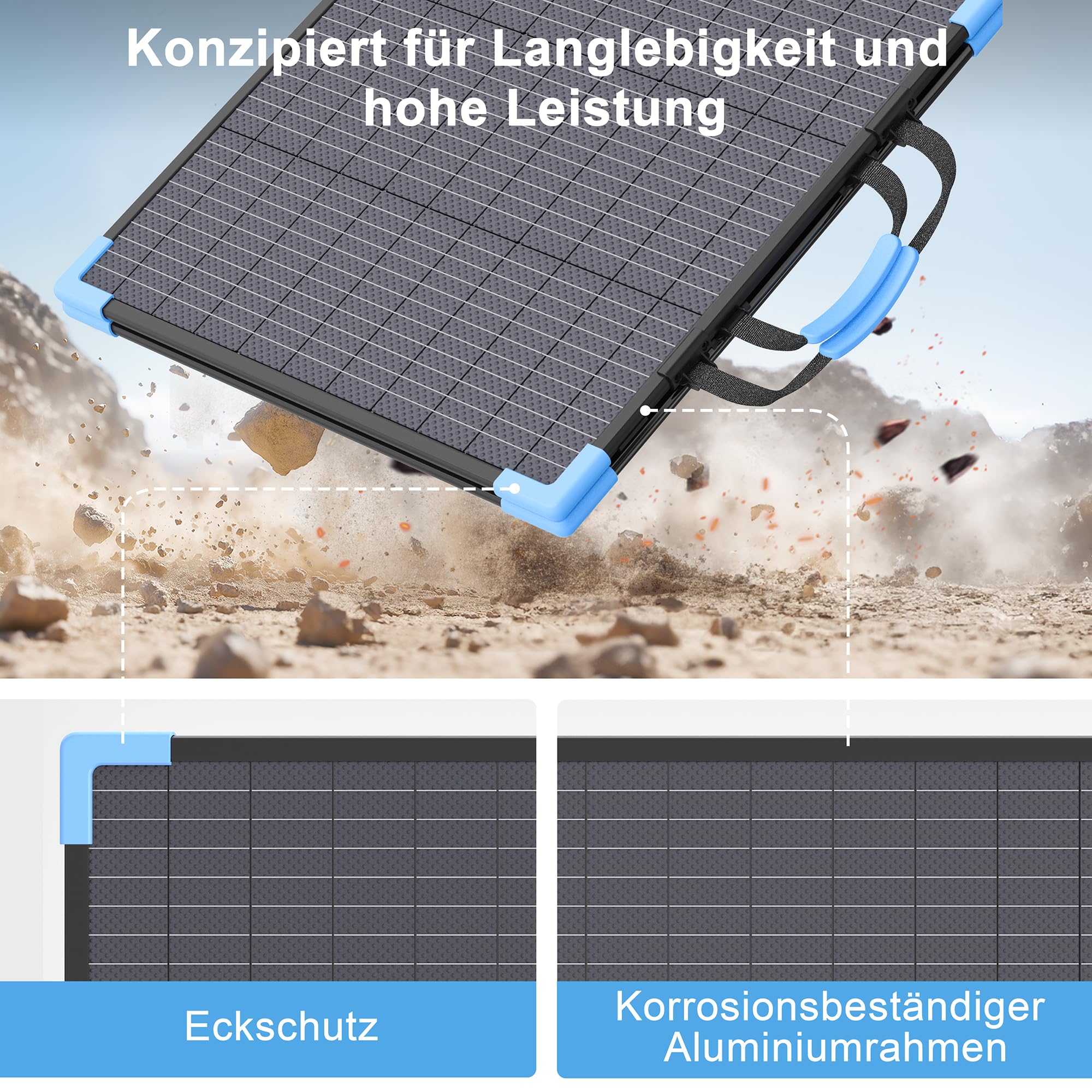 110W Bifaziale Faltbares Solarpanel, 20V Monokristallines Solarpanel | 25% Wirkungsgrad Tragbares Solar panel, IP68 Wasserdicht mit MC4-Ausgangskabel und Ständer für Powerstation, Camping