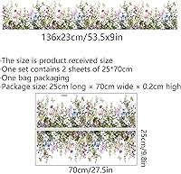 Vista 6 de Calcomanía de pared de flores coloridas y mariposas, arte floral de sacinora con plantas verdes, vinilo extraíble para despegar y pegar para sala